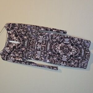 Jennifer Lopez Dark Brown and White Patterned Long Sleeve Dress